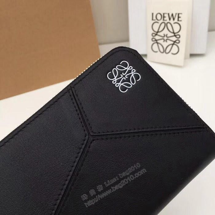 LOEWE錢包 122N89 頭層皮幾何錢包 羅意威原單長錢包  sl2051